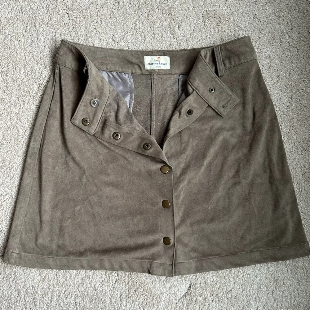 Marine Layer Rosie Faux Suede Button Front Mini Skirt - Picture 4 of 4